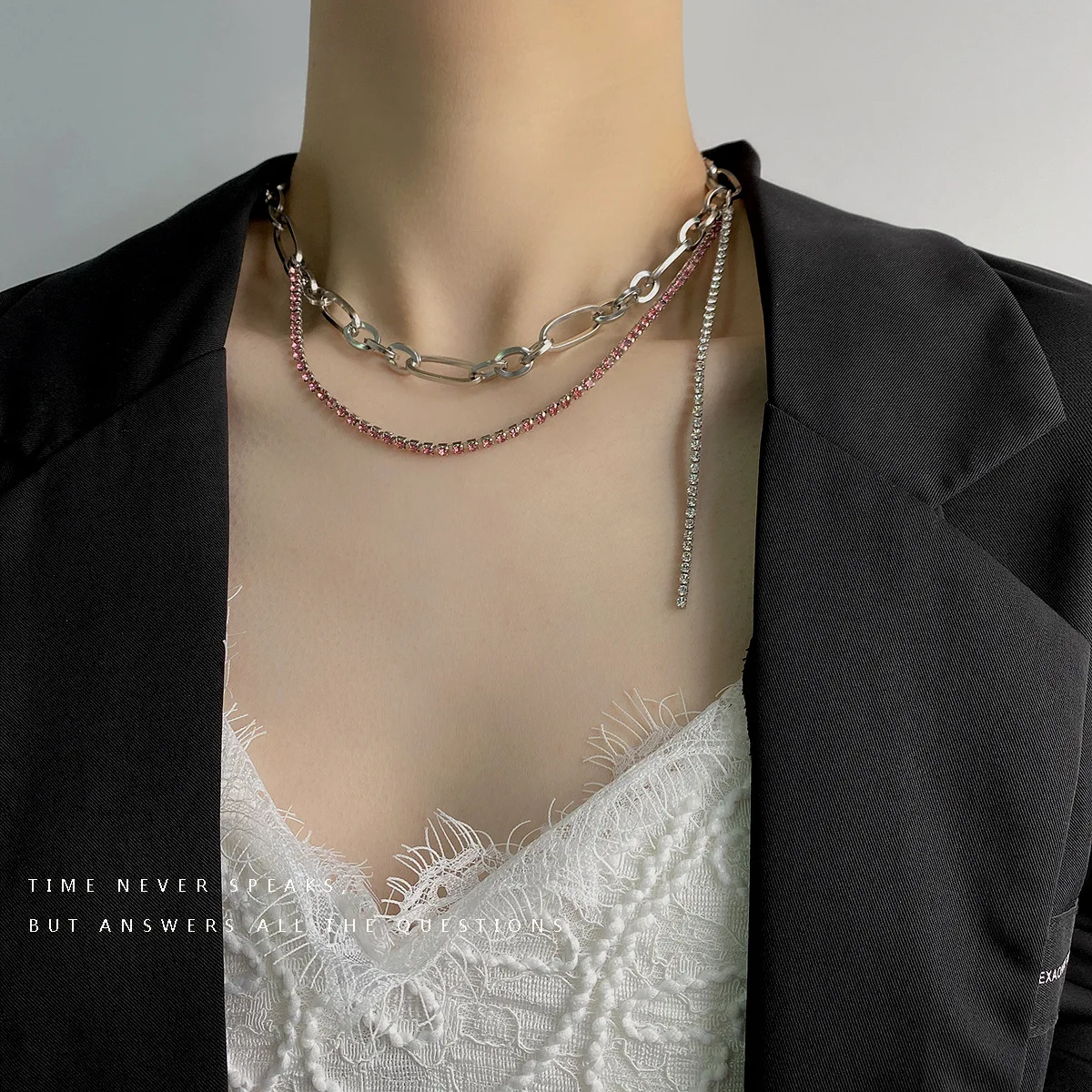 

Luxury Fashion Design Sliver Zircon Necklace For Women 2022 Trendy Clavicle Chain Jewelry Girls Wedding Birthday Gift Ins