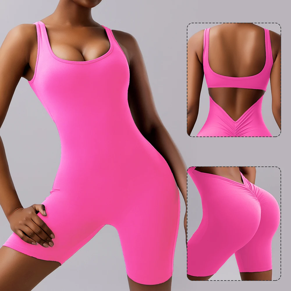 Сексуальный комбинезон с открытой спиной и эффектом пуш-ап без рукавов