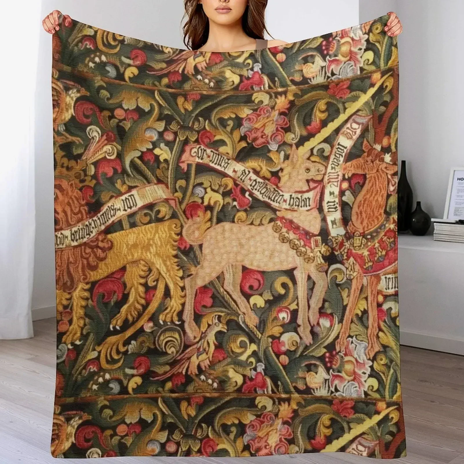 ЕДИНОРГ ДРАКОН ЛИНИЯ СТАБ И ДРУГИЕ ЖИВОТНЫЕ Цветочные Средневековые Гобелены