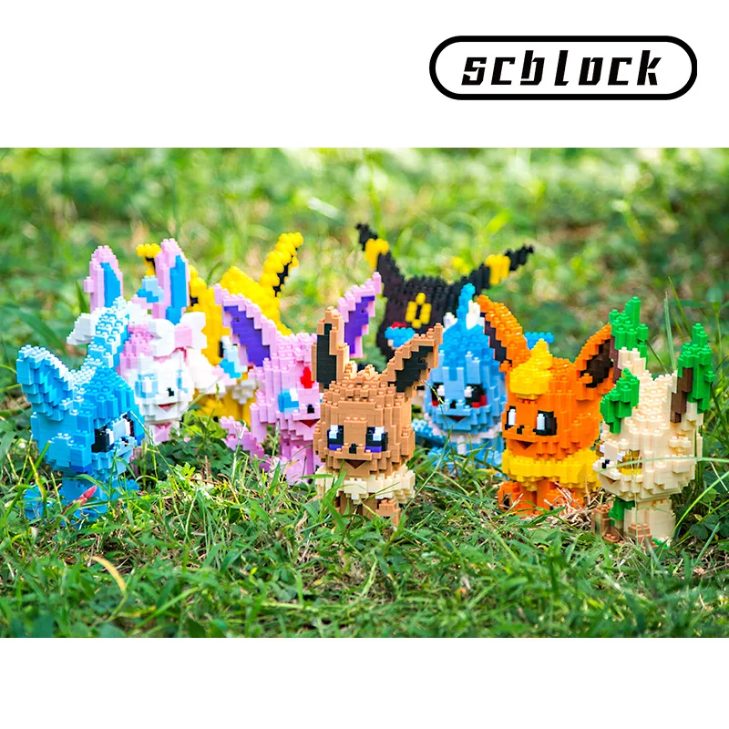 

Micro-Particle Building Bblocks Elf Pokémon Eevee Family Doll Mmini Assembled Building Blocks Toys Parent-child Teaching Game
