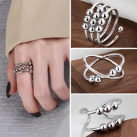 anxiety ring women men runner fidget anxiety ring with bead worry stress relief jewellery adjustable stacking ring