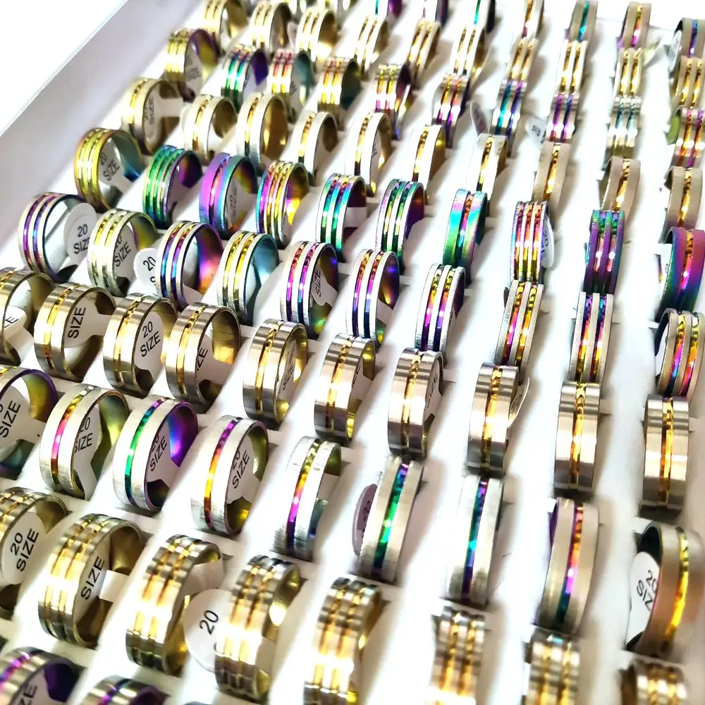 100 шт. мужские и женские кольца из нержавеющей стали | Кольца