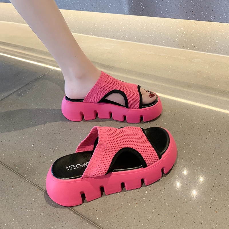 

Sandals Women Summer New Fashion Women's Sandals 2022 Platform Beach Non-slip Light Women Summer Slaps Elastic Knitting Sandals