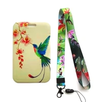 fashion bird and flower womens lanyard id badge holder cute name card holders with cool neck rope drop shipping