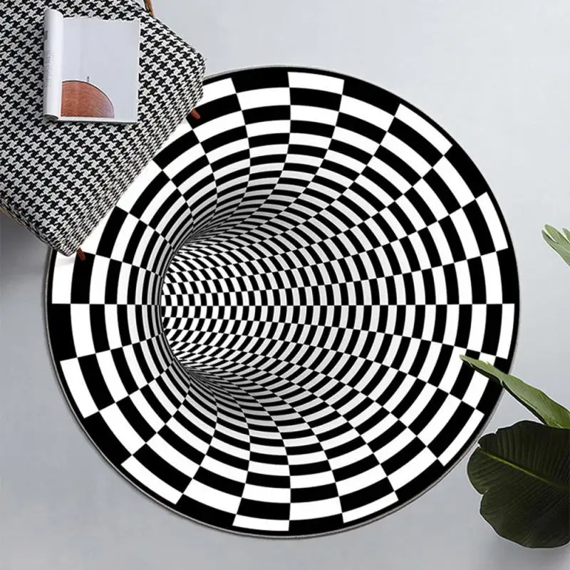 

3D Illusion Rug Stereoscopic Circular Carpet Trap Pattern Floor Geometric Spiral Pads Swirl Print Optical Bottomless Mat Carpets