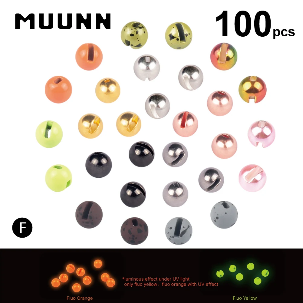 

MUUNN 100pcs Tungsten Slotted Beads 2.5mm-3.8mm Fly Tying Fishing Beadhead Accessories Fly Tying Material Tungsten Beads