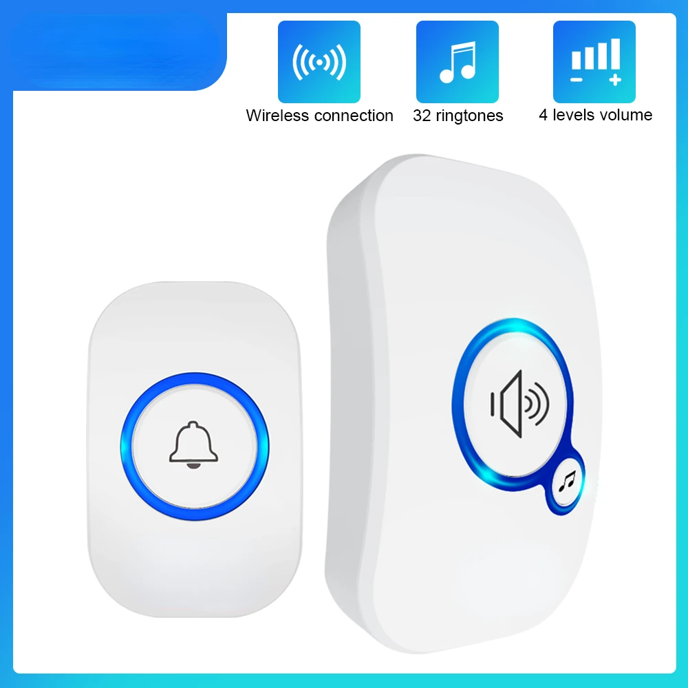 

Беспроводной дверной звонок для дома, 433 МГц, 150 м, 32 Песни, 4 уровня громкости