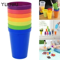 7pcsset 7 color portable rainbow suit cup picnic tourism plastic cups mug plastic cups water battle set kids drink cup