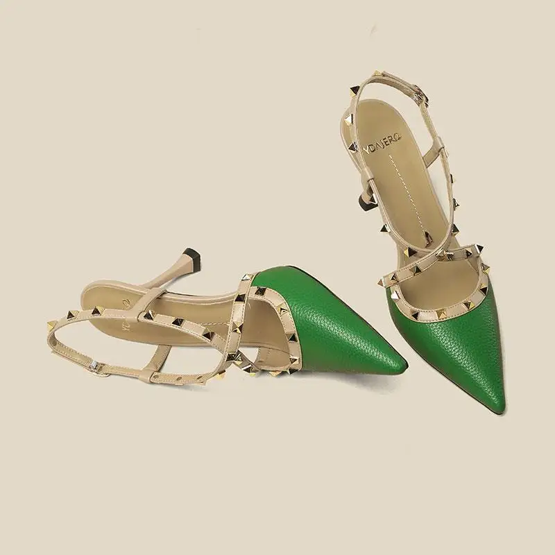 

Rivet Luxury Sandals Women Shoes Stiletto High Heels Women Sexy 7cm Ankle Strap Sandals Party Shoes Sandalias De Mujer 2023 New