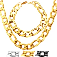 collare figaro link chain men jewelry sets goldblack color 316l stainless steel men bracelet necklace sets s267
