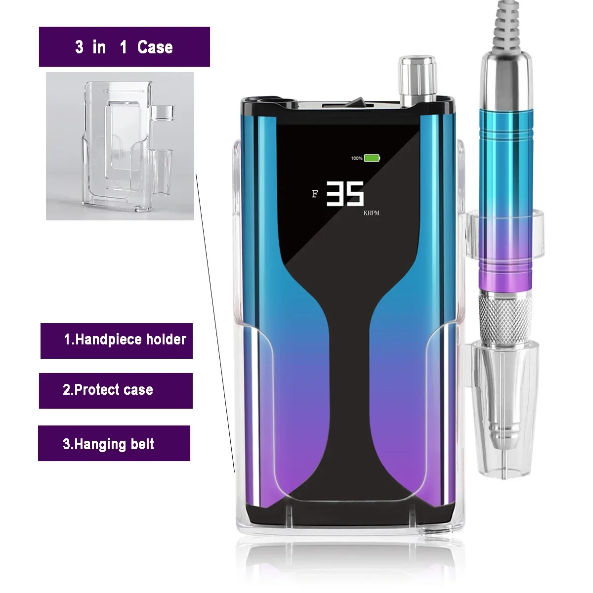 Мощный крутящий момент 35000 Φ электрическая дрель для ногтей перезаряжаемая Belle