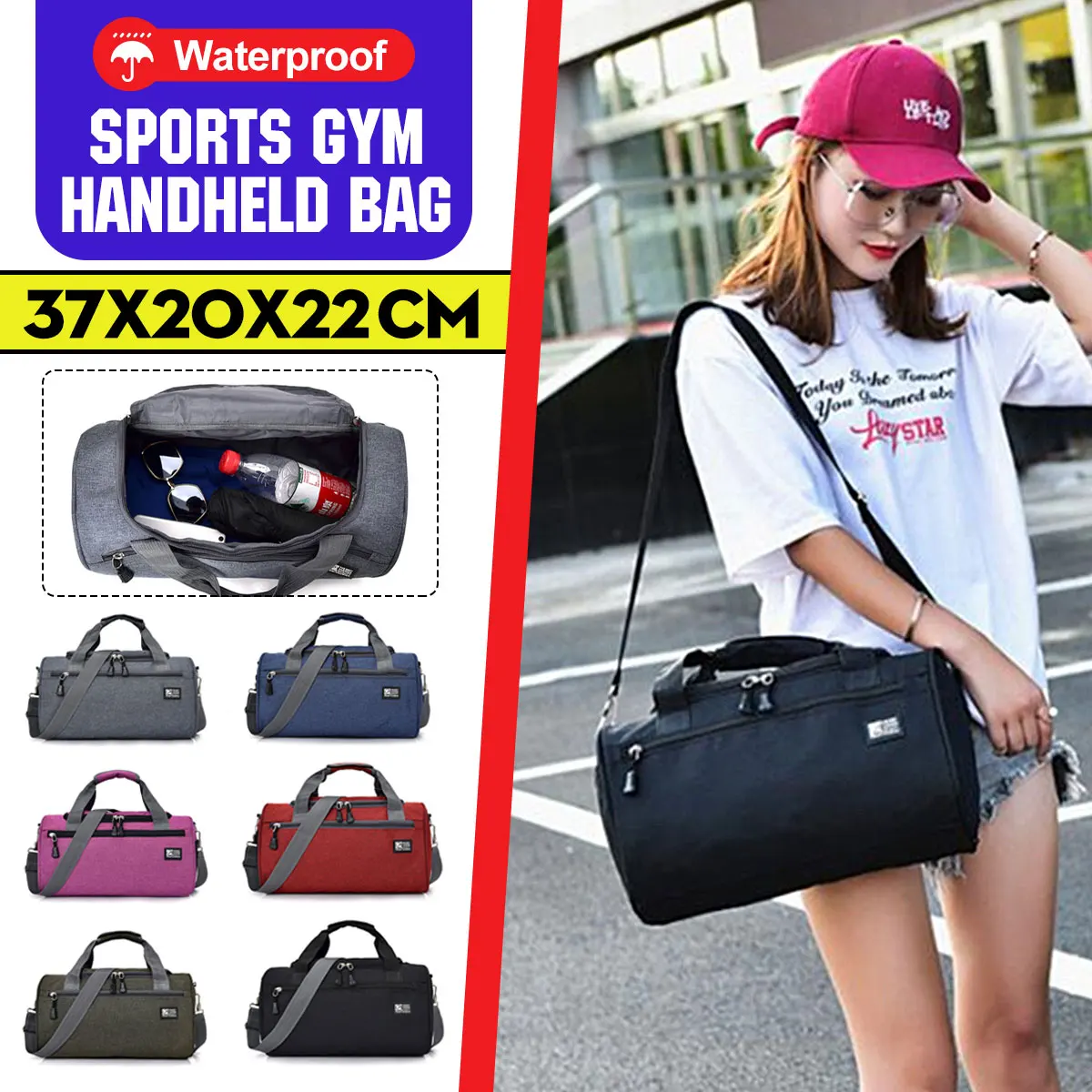 

Waterproof Nylon Sport Gym Bag Lady Women Fitness Portable Travel Duffle Men Handbag Outdoor Female Yoga Bag 6 Colors in choice