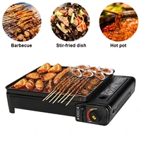 3 in 1 bbq outdoor grill camping grilling gasstove cooking travel griddle cookware with carrying case stove supplies accessories