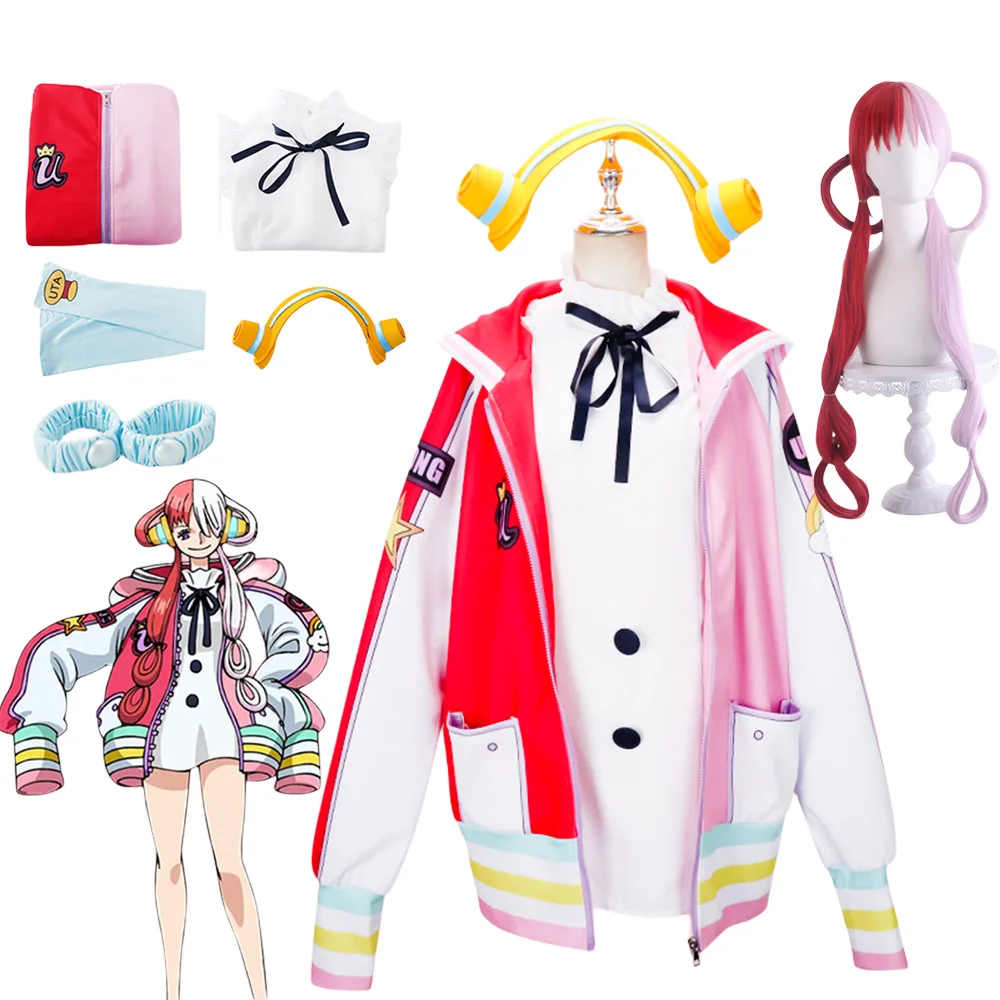 

Косплей-костюм Uta из аниме красная Ута, косплей-пленка красного цвета, парик, платье, наушники, реквизит для женщин и девушек