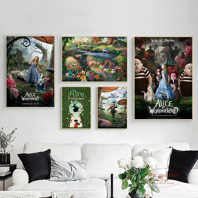 

Alice In Wonderland Movie Canvas Painting Posters And Prints Pictures On The Wall Vintage Poster Decorative Home Decor Affiche