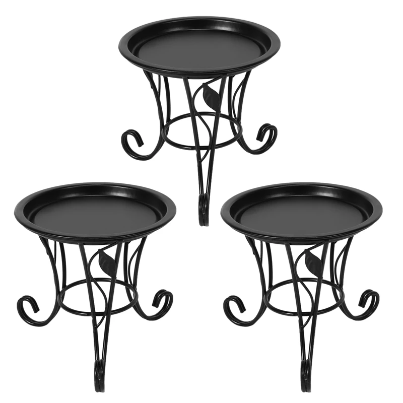 

3X European Style Simple Mini Flower Stand Flower Pot Succulent Flower Shelf Iron Stand + Iron Plate For Desktop Balcony