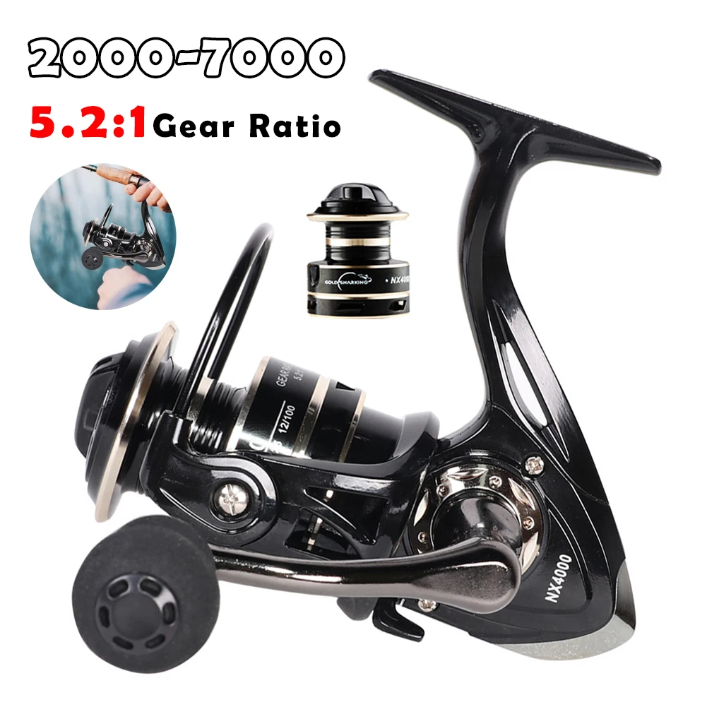 

NX2000-7000 Series Spinning Reel 5.2:1 Gear Ratio Lightweight Fishing Reel Carp Bass Freshwater Saltwater Fishing Accessories
