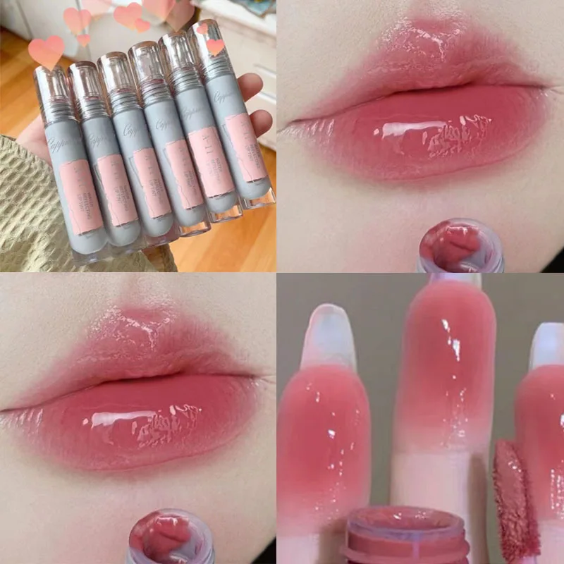 

2022 New Pink Clear Mirror Water Lip Gloss Lip Glaze Transparent Waterproof Glossy Liquid Lipstick Red Lip Tint Makeup Korean