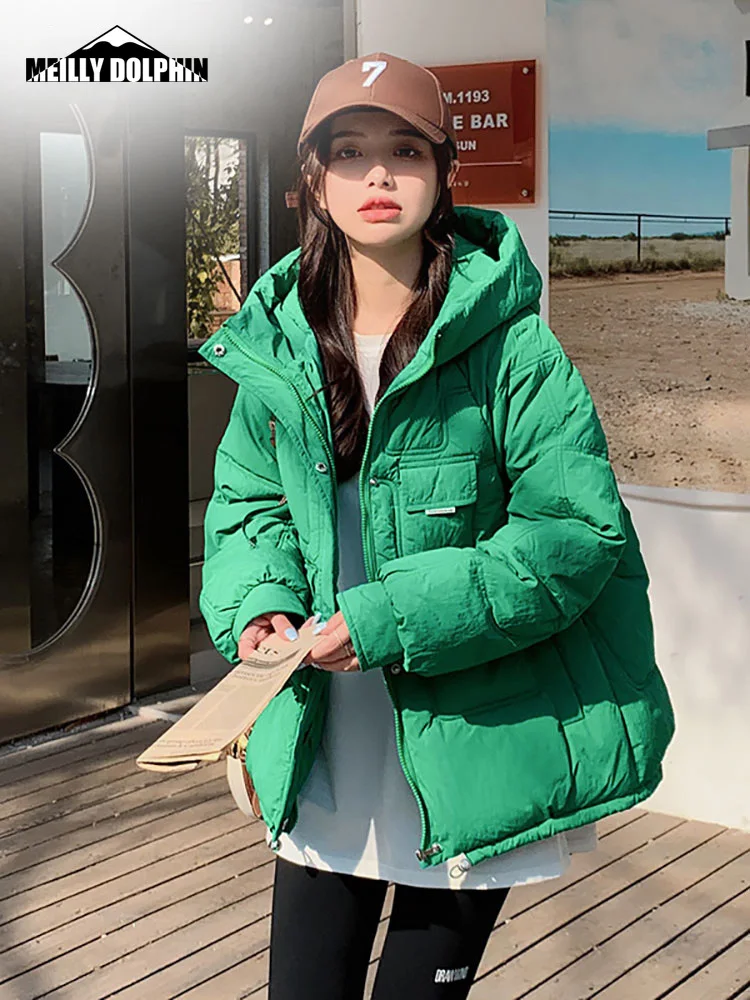 MEILLY DOLPHIN Cotton Padded Short Parkas New Hooded Down Winter Jacket Women 6 Colors Thick Warm Winter Coat Female Outerwear