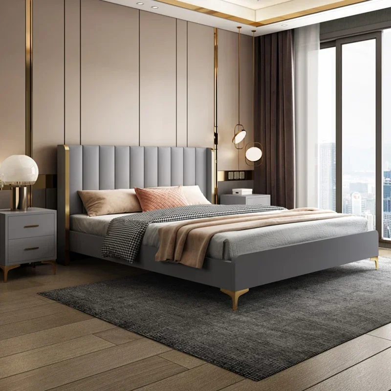 Европейская современная брачная кровать роскошная эстетичная деревянная для