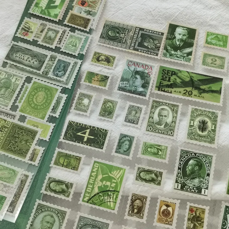 

Vintage Post Office Coated Paper Character Sticker Retro Stamp Collection Decorative Adhesive Stickers DIY Scrapbooking Label