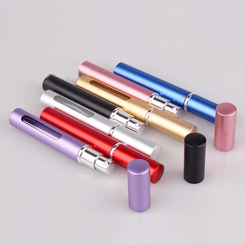 

5ml new mini portable 7 color electrified aluminum flat head electrified aluminum perfume tube perfume bottle spray empty bottle