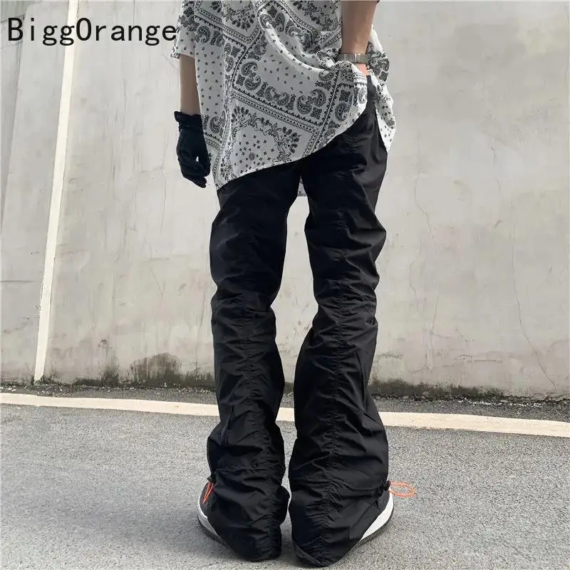 Парные повседневные брюки уличные функциональные микро расклешенные мужские