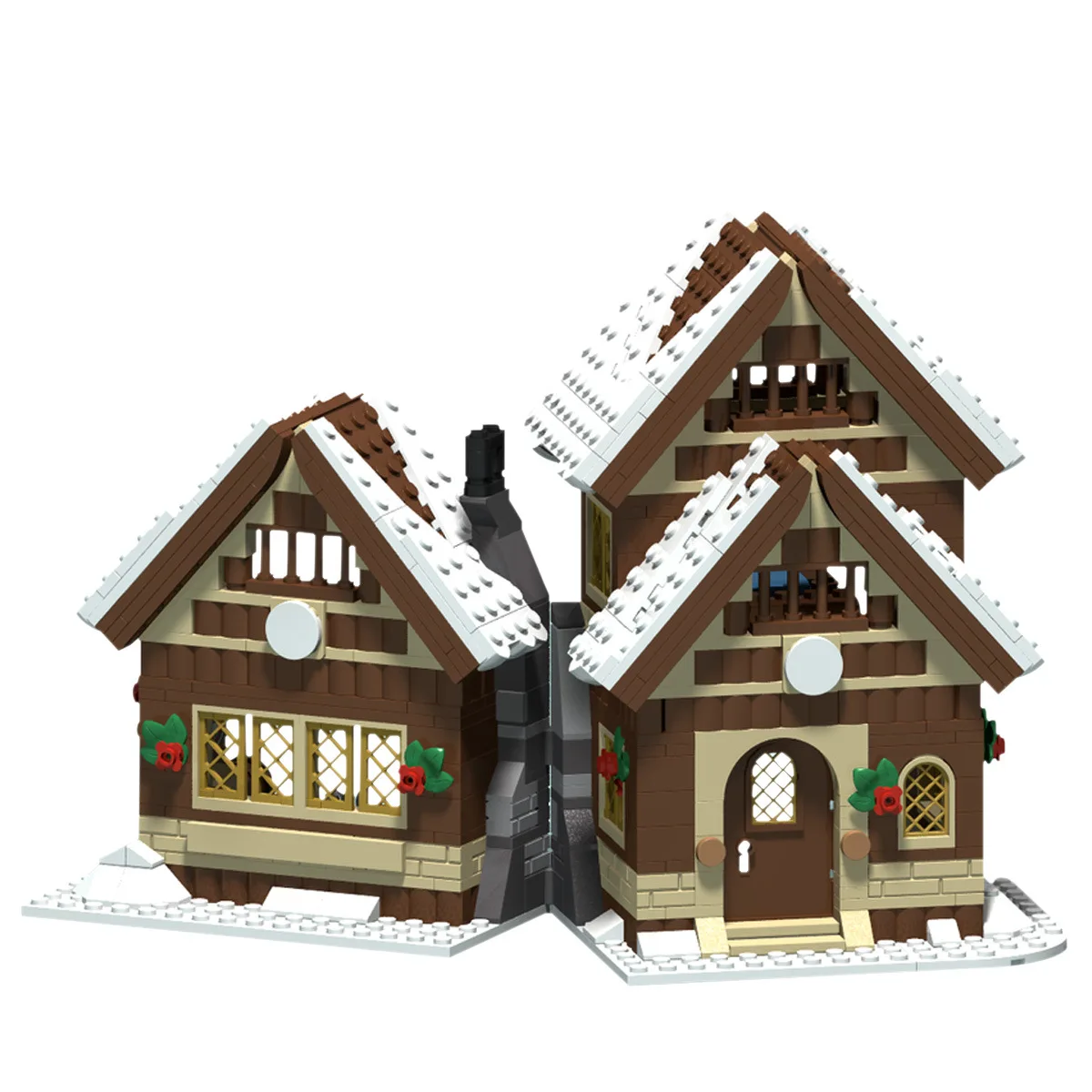 Строительные блоки Hot City Рождественский коттедж средневековая модель зимний