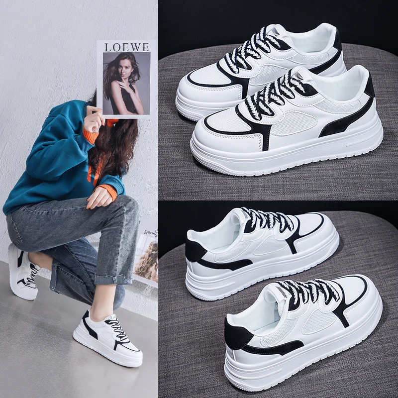 Кроссовки женские на платформе Вулканизированная подошва повседневная обувь из