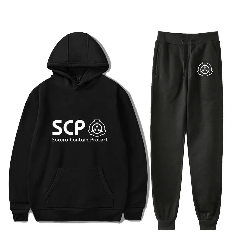 SCP Foundation Women/Men Two-piece Sets Autumn Winter Hoodies Sweatshirts And Sweatpants Hip hop Hoodies+Pants Sets Hooded Suit