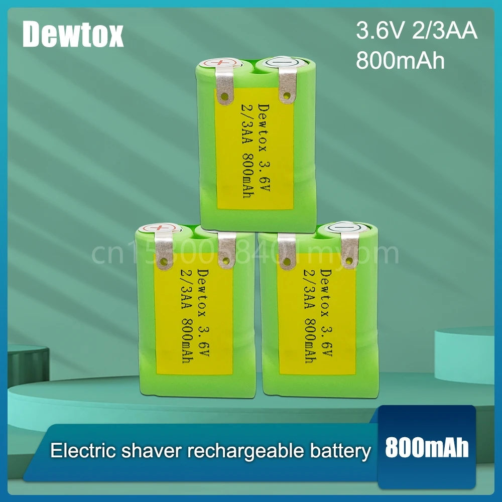 3.6V 2/3AA 2/3 AA 800mAh Ni-MH Rechargeable Battery With Welding 3* Battery  For Electric shavers, electric toothbrushes, toys