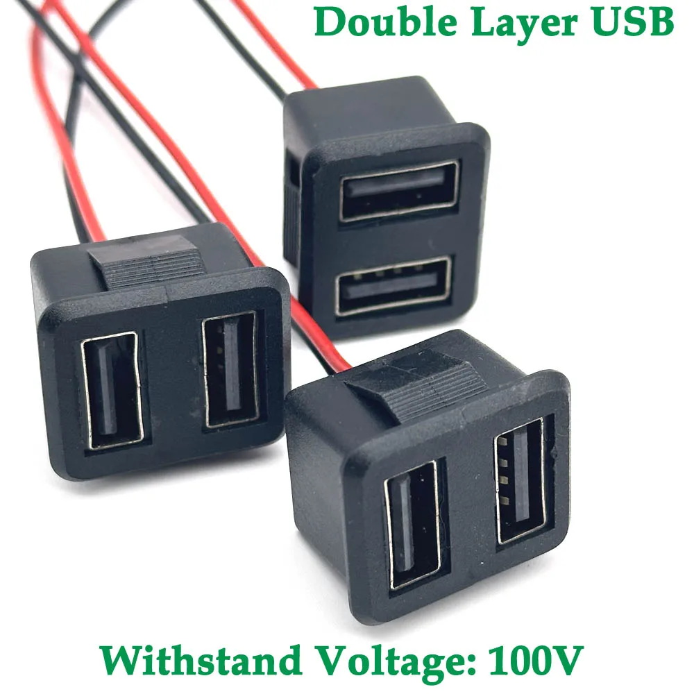 1/3 шт. двухслойная USB-гнездовая розетка 3A 100V Type-C и гнездовая USB-лампа для зарядки розетка с кабельным разъемом