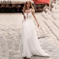 chiffon dream crew neck wedding dress beach sleeveless lace appliqu%c3%a9s glamorous boho bridal robe