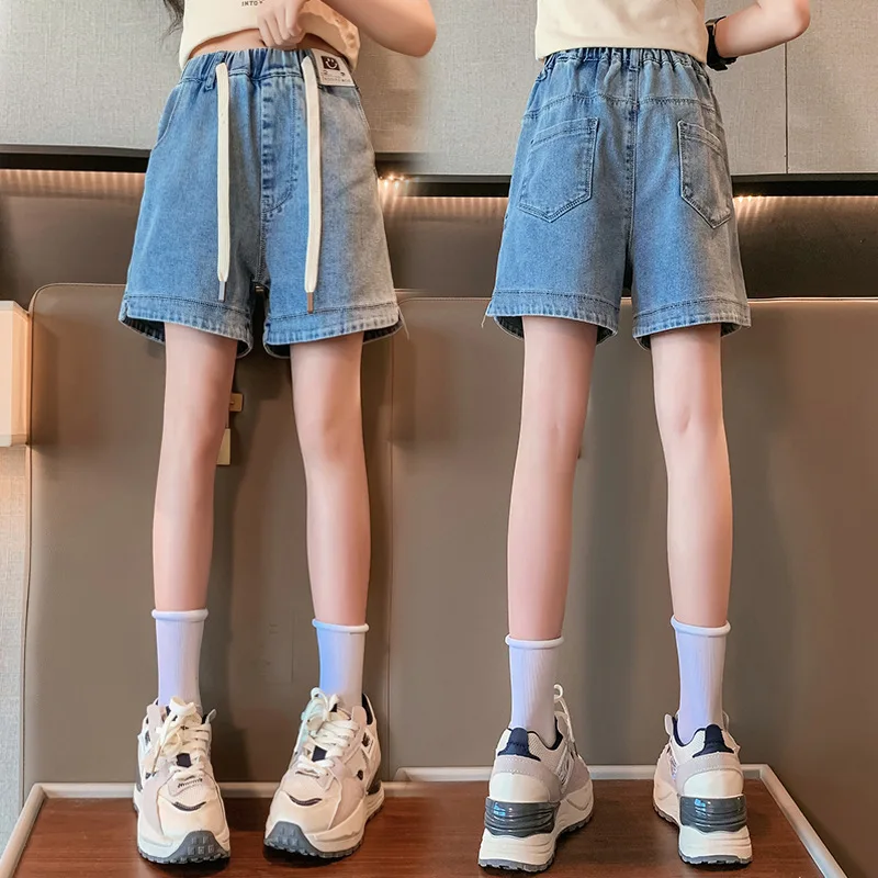

New Girls Ripped Jeans Shorts Summer Fashion Denim Shorts Teenage Children's Hot High Waist Cotton Pants School Kids 5-14Years