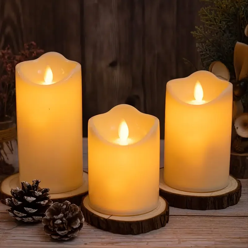 

HMTX 1pc LED Candle Light For Christmas Wedding Birthday Party, Glossy Style Candle Light With Swinging Wick