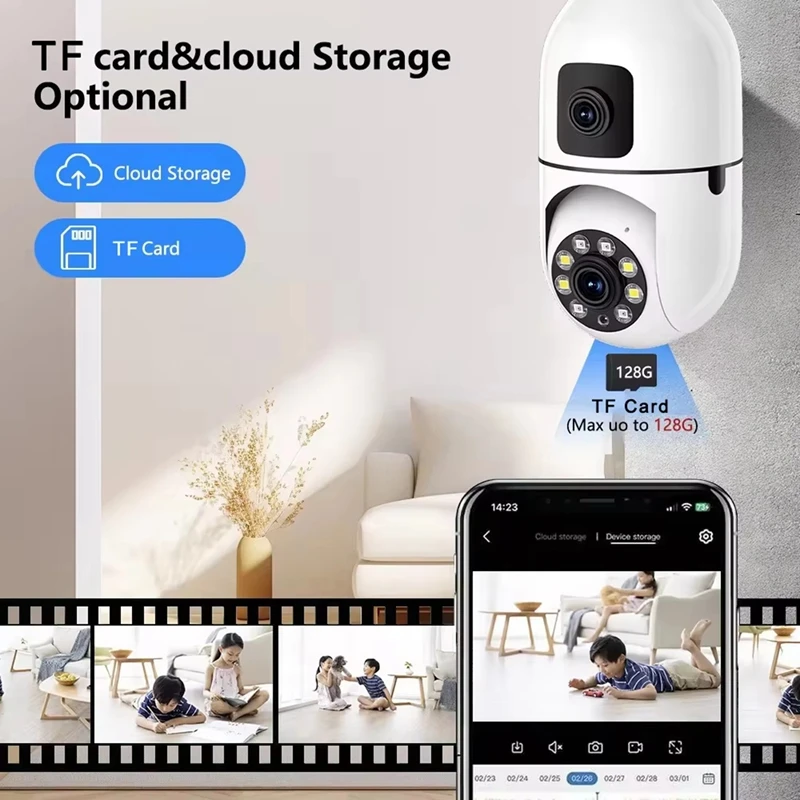 Двойной объектив фотолампа YI IOT 2 миллиона 4G поддержка Wifi ночное видение 360