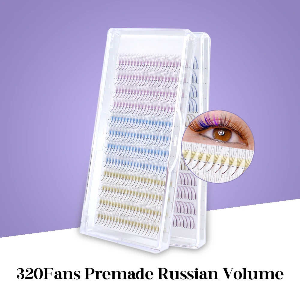 

Color Premade Volume Fans Long Stem 5D/6D/7D/8D/9D/10D 0.07mm C/D Russian Eyelash Extension All Size Individual Lashes Tray