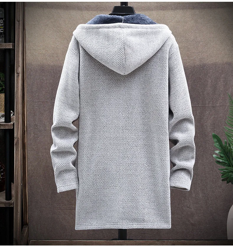 

Men Sweater Fleece Cardigan Winter Jacket Men's Slim Sweaters Winter Long Hooded Sweater Thick Warm Coat 2022 Mens Clothing