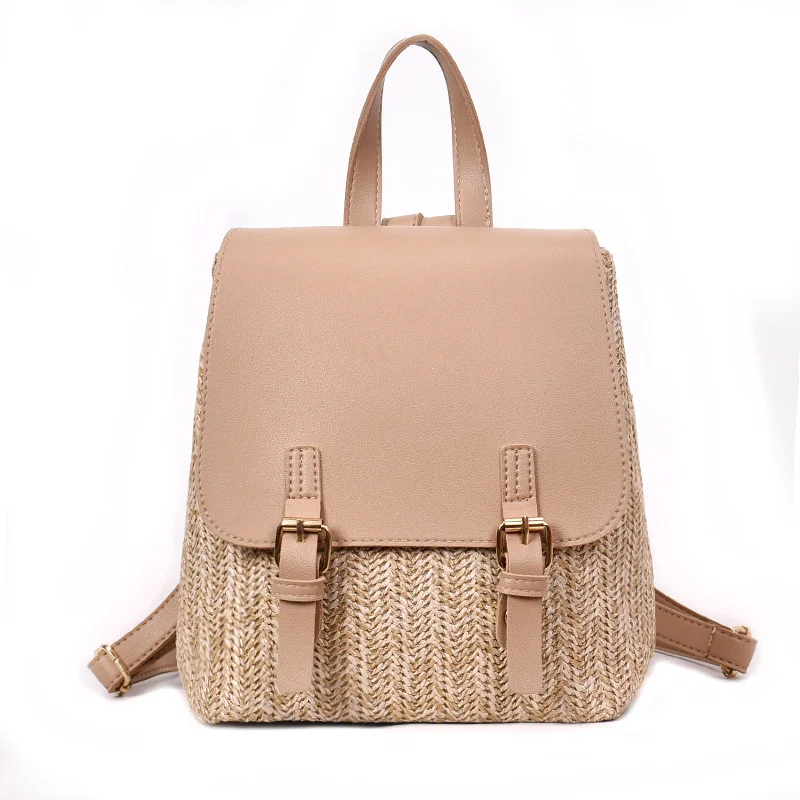 

Backpack for Women Fashion Design Straw Shoulder Bag Weaving Travel Bag Summer Beach Rucksack mochila feminina hool Bag
