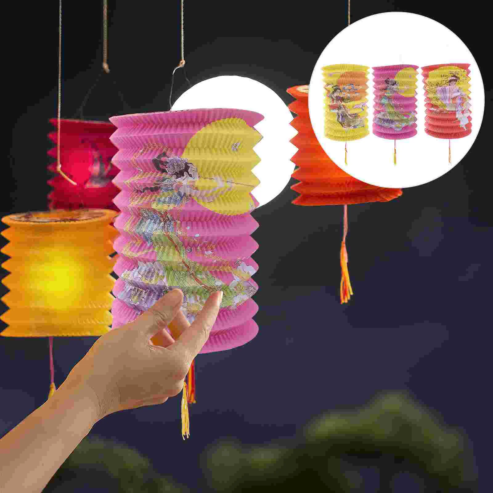 

Lanterns Lantern Festival Hanging Paper Chinese Moon Autumn Ceiling Spring Fireplace Collapsible Lamp Foldingyear Decorations
