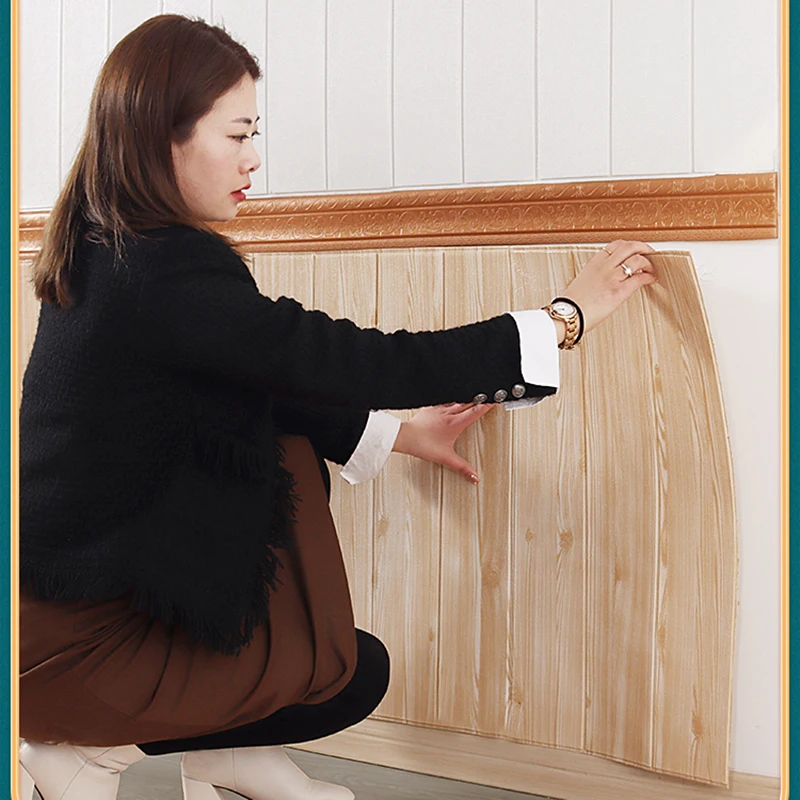 

1M 3D Wood Grain Wall Sticker Waterproof Self Adhesive Continuous Wallpaper Living Room Children Bedroom Home Decor
