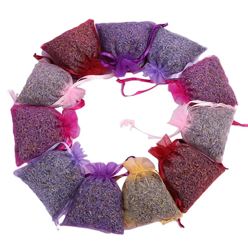 

15 PCS Natural Lavender Bud Dry Flower Sachet Bag For Car Room Aromatic Air Refresh Home Fragrance Sachets Christmas Gifts