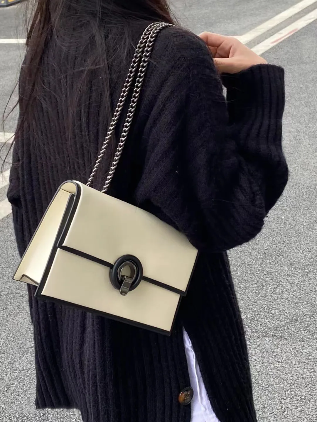 

Popular Light Luxury Women's Bag Fashion Contrast Color Single Shoulder Bag High-end Simple Single Shoulder Chain Crossbody Bags