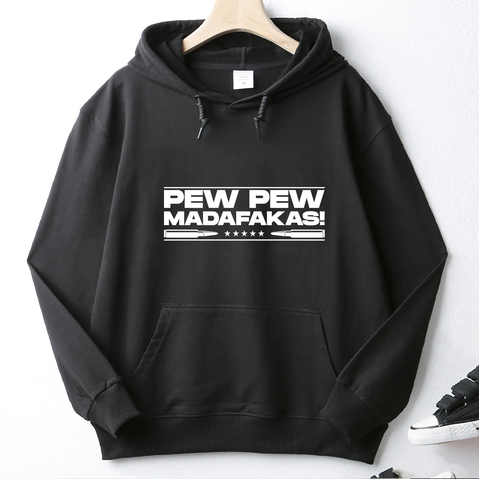 

PEW PEW 2021 Fashion Bullet Head Logo High Quality Printed Hoodie 100% Cotton Pocket Sweatshirt Unique Unisex Top Asian Size
