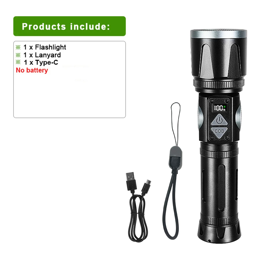 

Тактический алюминиевый перезаряжаемый фонарик 4500 люмен