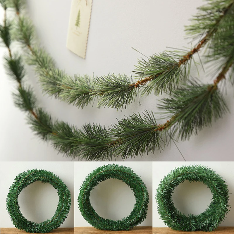 5.5M Christma Wreath Rattan Banner Artificial Pine Fir Wreath Garland Christma Tree Decor Tinsel Strip with Bowknot Party Suppli images - 6
