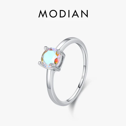 Модиан серебряные радужные кольца