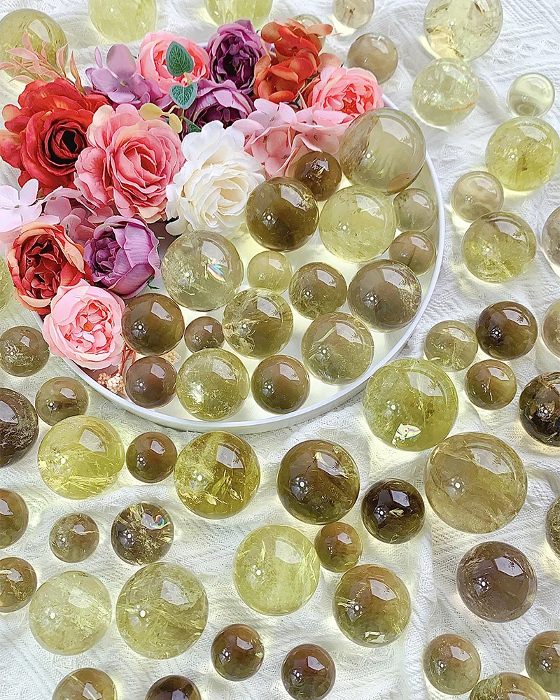 

1 PC Natural Citrine Sphere Crystal Healing Energy Rainbow Quartz Polished Rock Feng Shui Ball Decoration Reiki Gifts