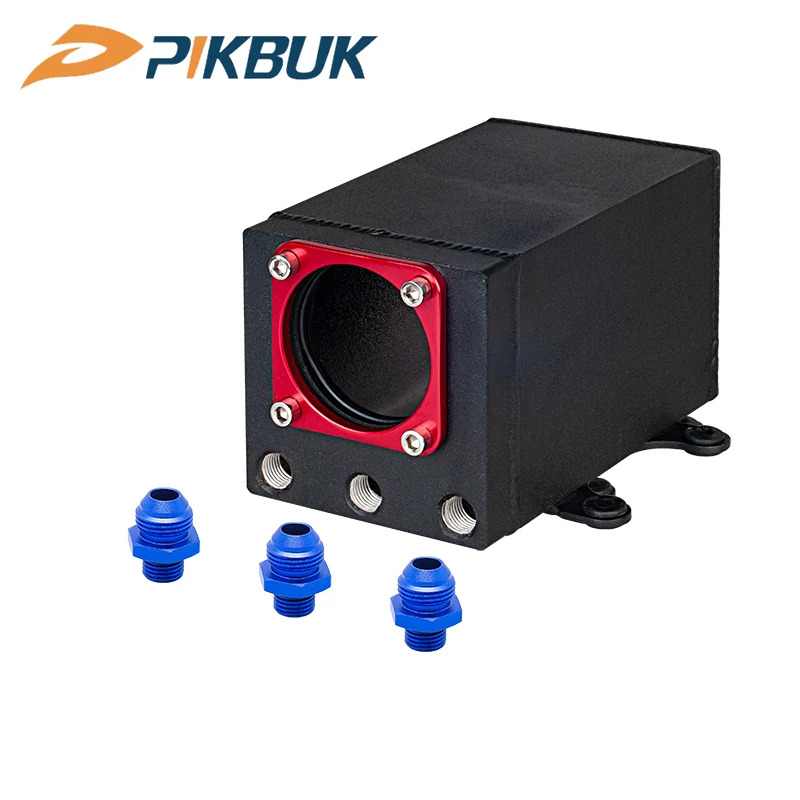 

60mm racing external 044 fuel pump tank racing black Billet aluminium AN8 fitting oil catch can fuel surge tank