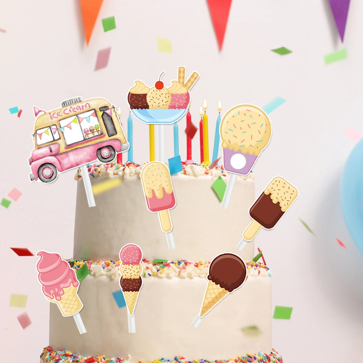 Мороженое оригинальные тематические топперы для кексов мороженое украшение дня